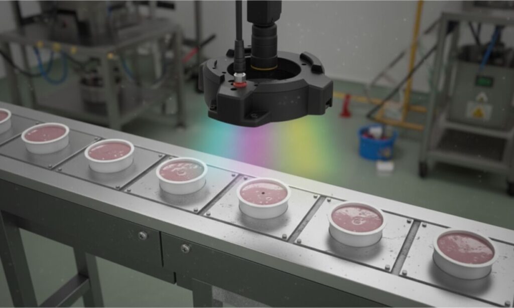 Inspección de defectos y partículas en envases de cosmética, perfumería y droguería